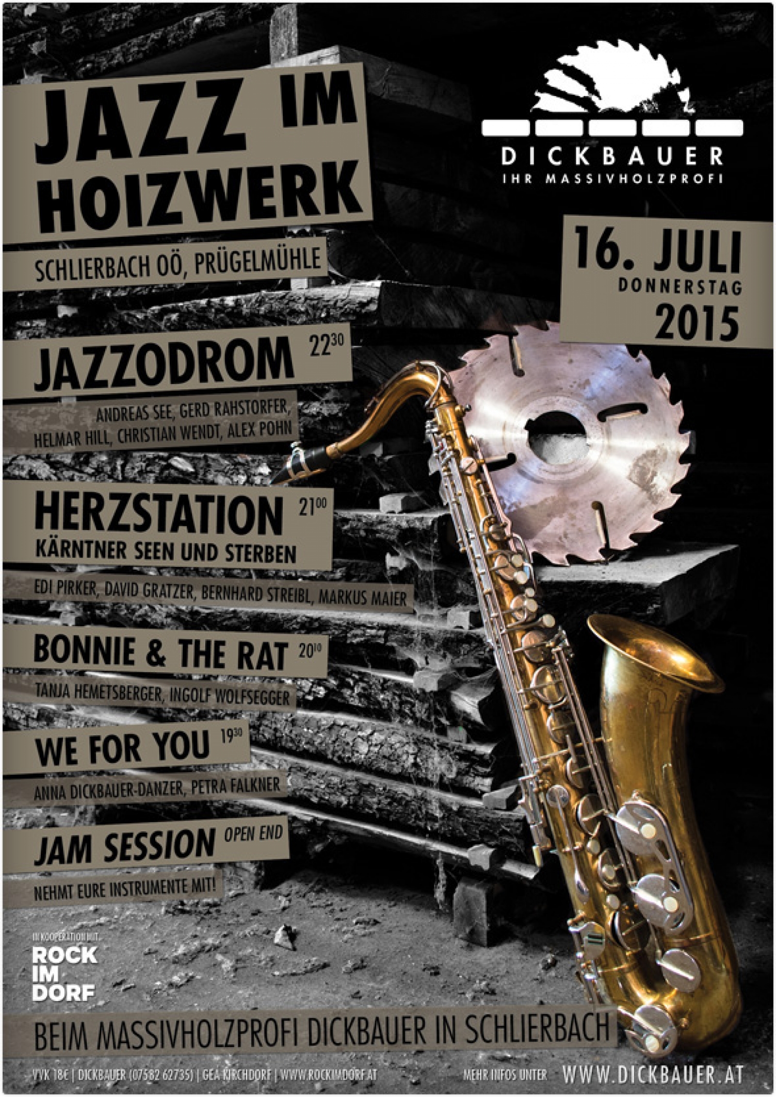 Plakat Jazz im Hoizwerk 2015